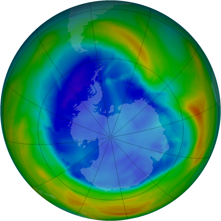 Antarctic ozone map for 19 August 2005
